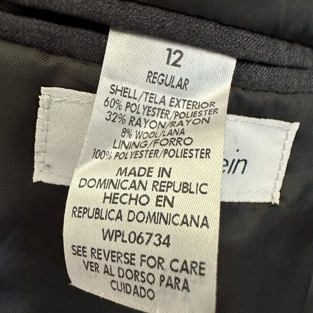 Calvin Klein Boys Gray Suit Jacket Single Breasted 2 Button Size 12 Regular - Picture 12 of 14